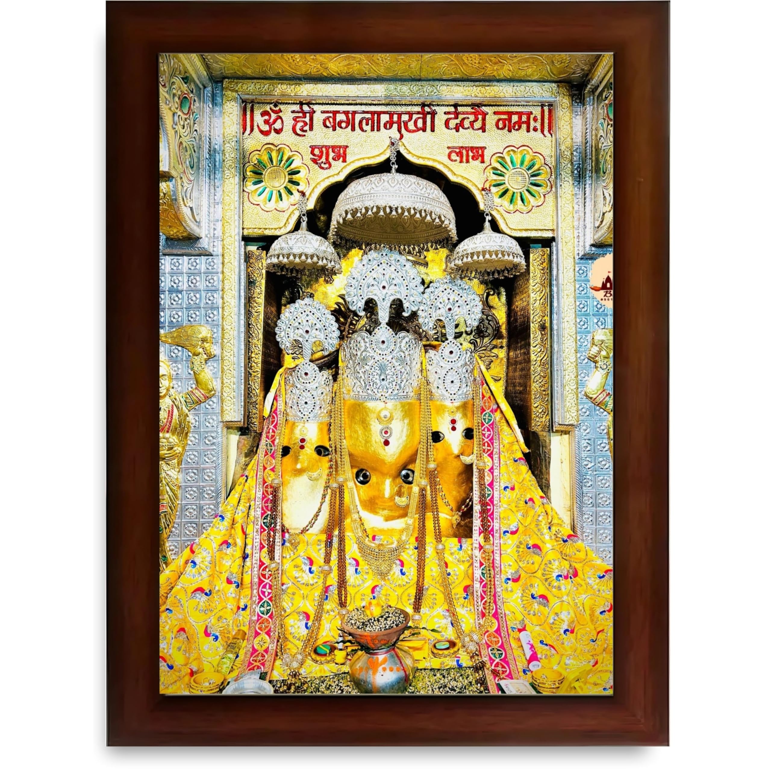 CRAFT QUEST Baglamuklhi maa/mata wodden Religious Photo Frame for Home, Office