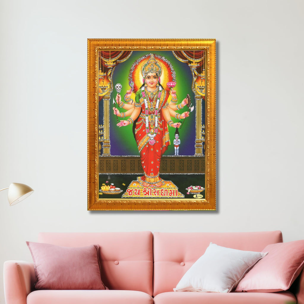 CRAFT QUEST Shri Sadhi Maa Photo frame | Acrylic, Lightweight | Hindu God Spiritual Framed | Ideal for Home, Office, Temple & Puja Room, Wall Decor