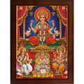 CRAFT QUEST Lakshmi mata Kuber dev with Ganesh ji and Saraswati maa Wall Painting Frame Home Decor