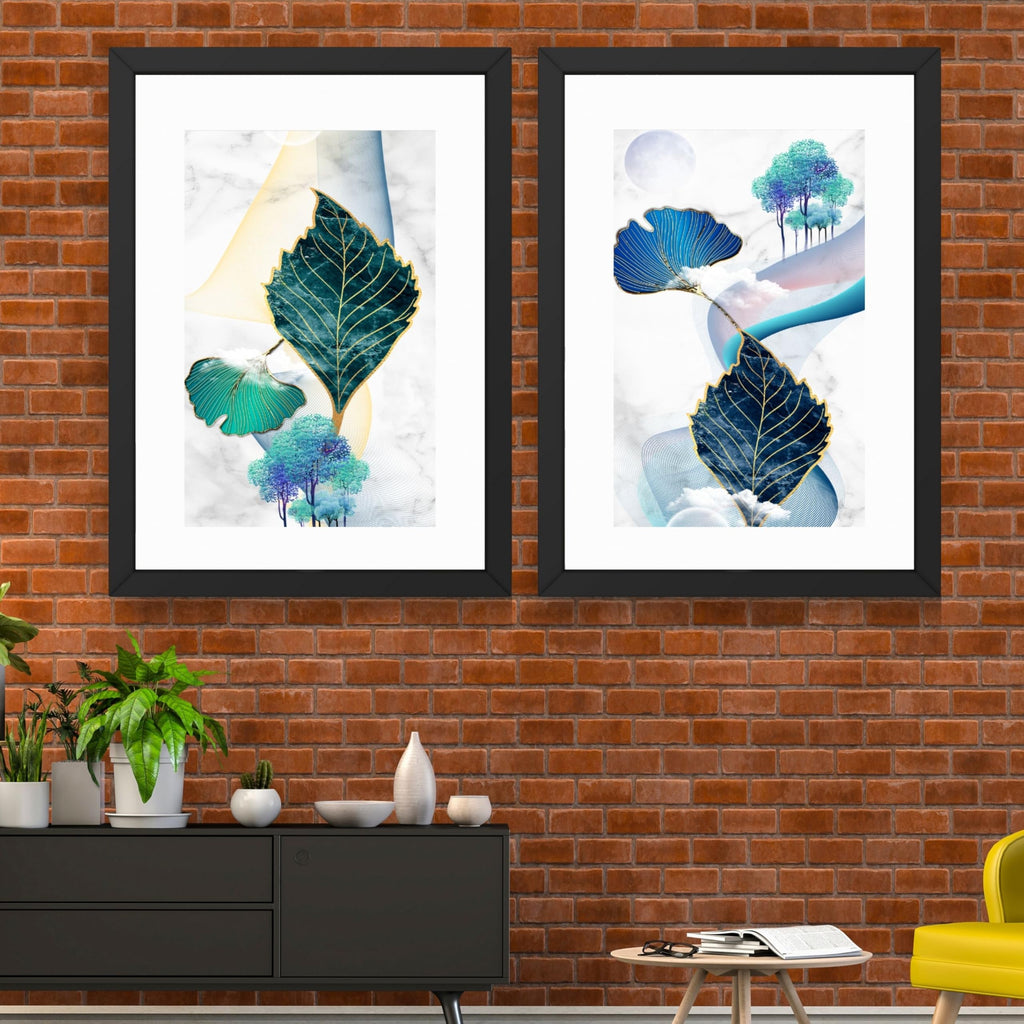 CRAFT QUEST Wall Art Decor Paintings | Set of 2 Wall Art Frames for Home Decoration | Ideal for Living Room, Bedroom & Office (Style 116)
