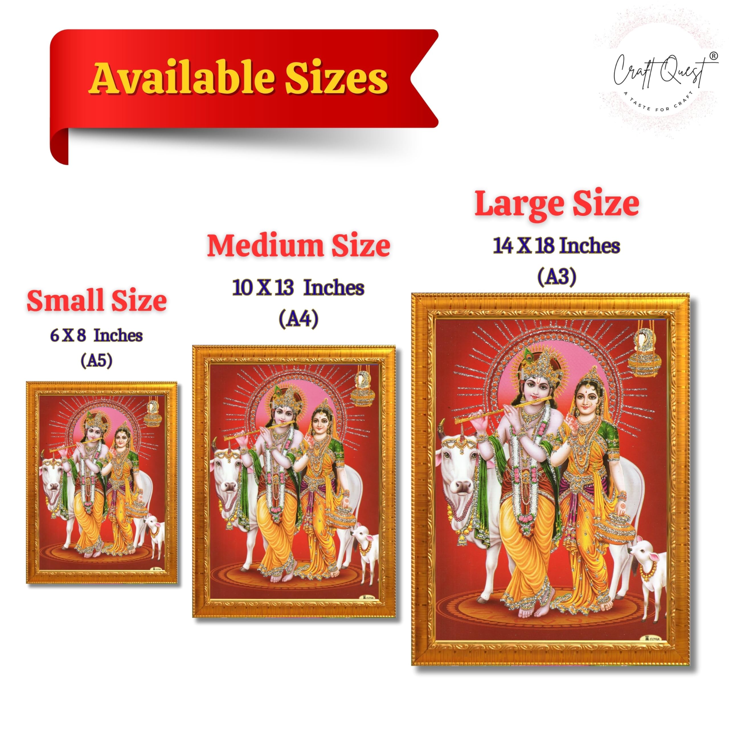 CRAFT QUEST Radha Krishna Photo Frame Wall Painting Framed Home Décor