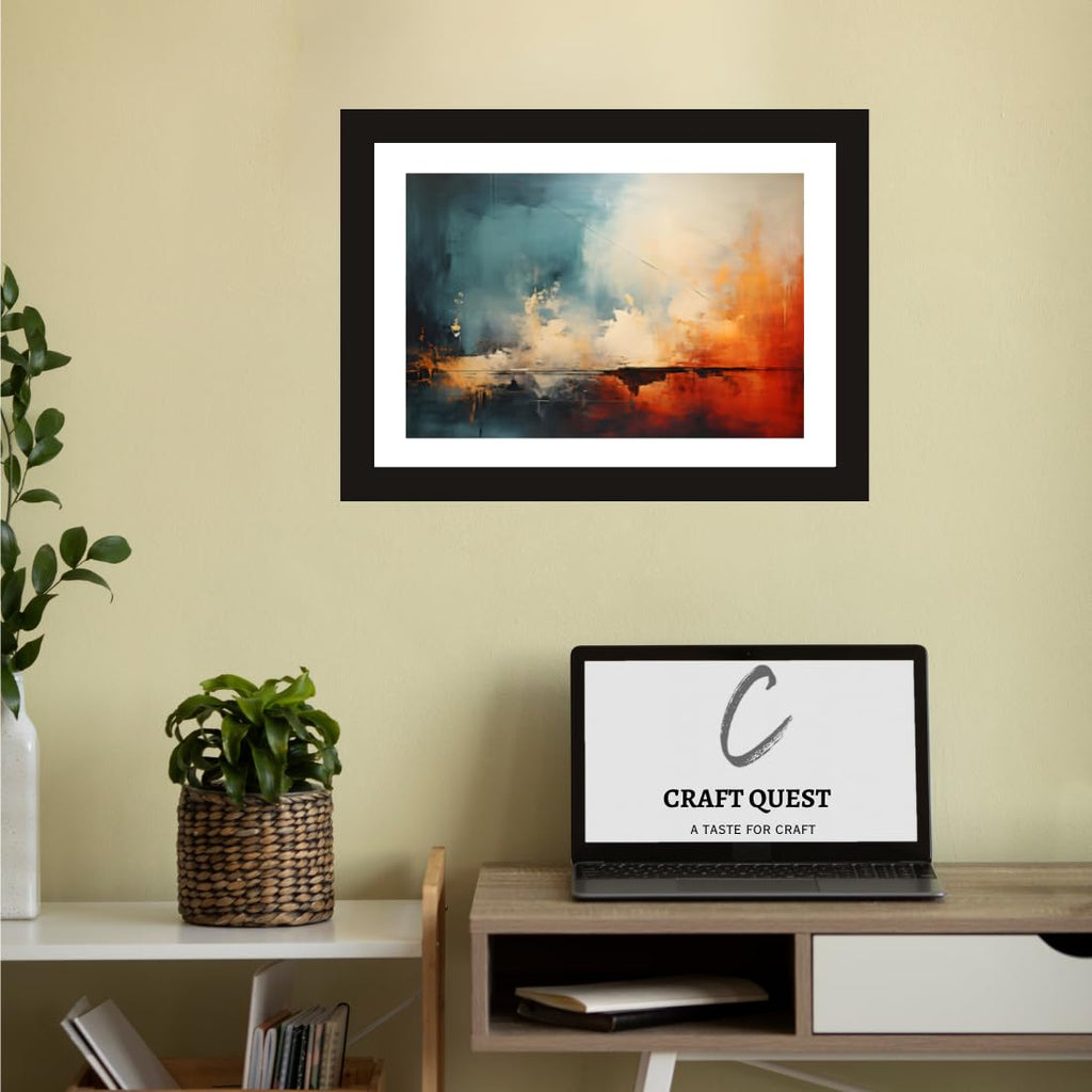 CRAFT QUEST Abstract Modern Art Painting Poster Frame for Home & Office Wall Decoration - Portrait, Wall Display (Black, 14x10 Inch Frame with Art Print)