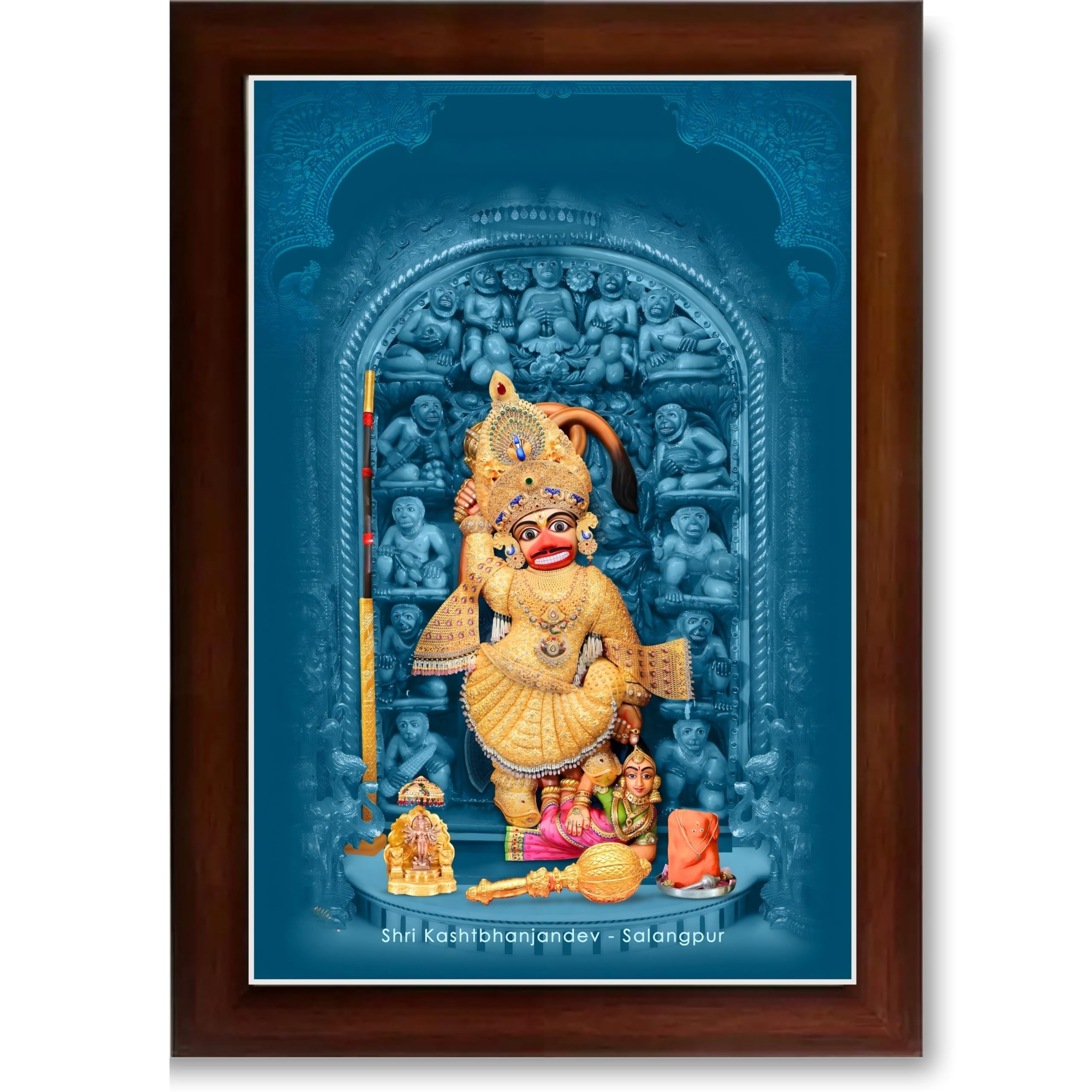 CRAFT QUEST Shree Kashtabhanjan Dev Hanumanji Salangpur Photo Frame Synthetic, Wall hangings