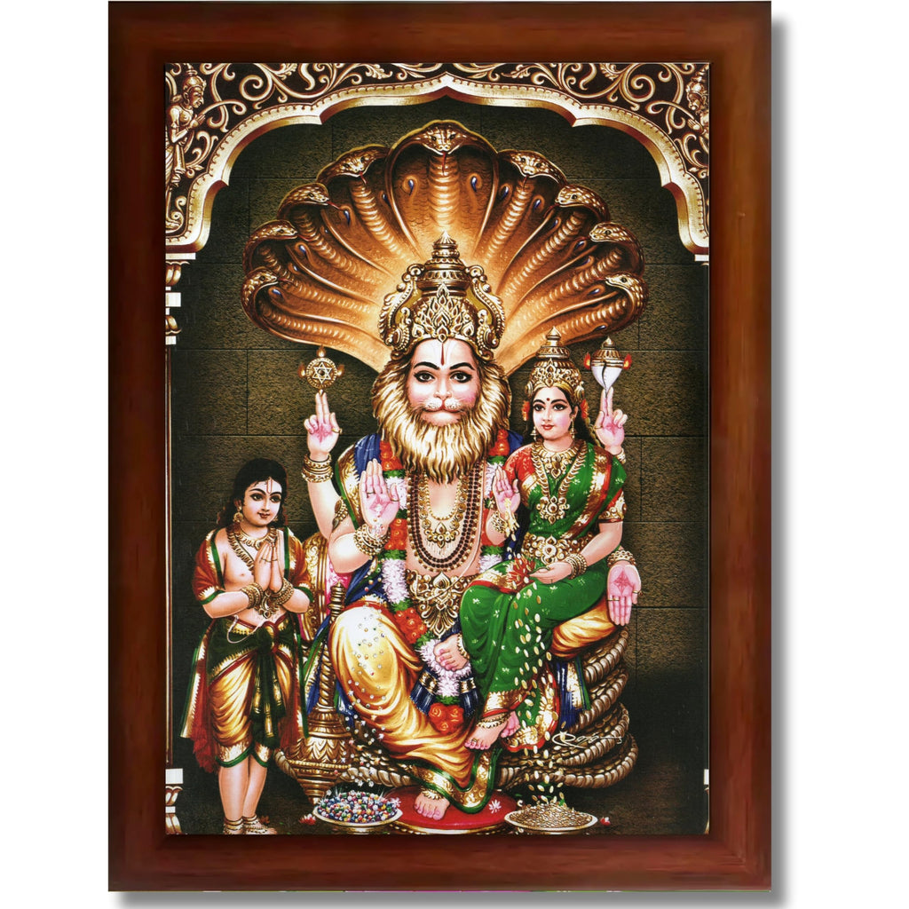 CRAFT QUEST Lakshmi Narasimha Swamy Lord Narsingh Bhagwan Photo Framed | Acrylic Glass, Lightweight | Ideal for Home, Office, Temple & Puja Room, Wall Decor