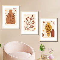 CRAFT QUEST Wall Art Decor Paintings | Set of 3 BOHO Wall Art Frames for Home Decoratio | Ideal for Living Room, Office & Bedrooms