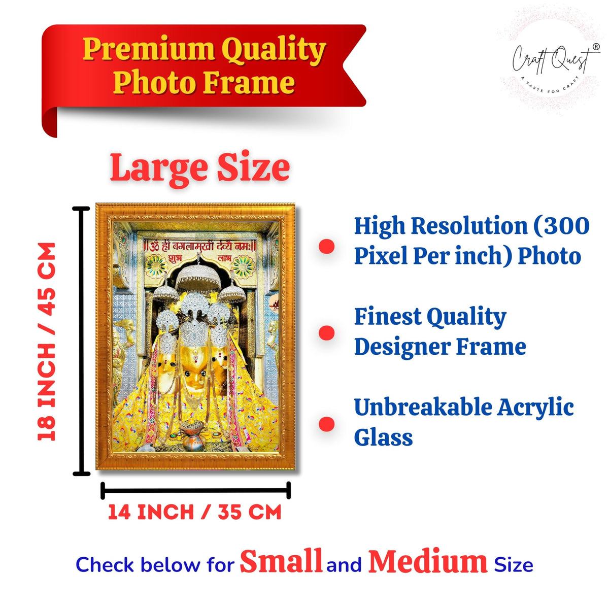 CRAFT QUEST Baglamuklhi maa/mata wodden Religious Photo Frame for Home, Office