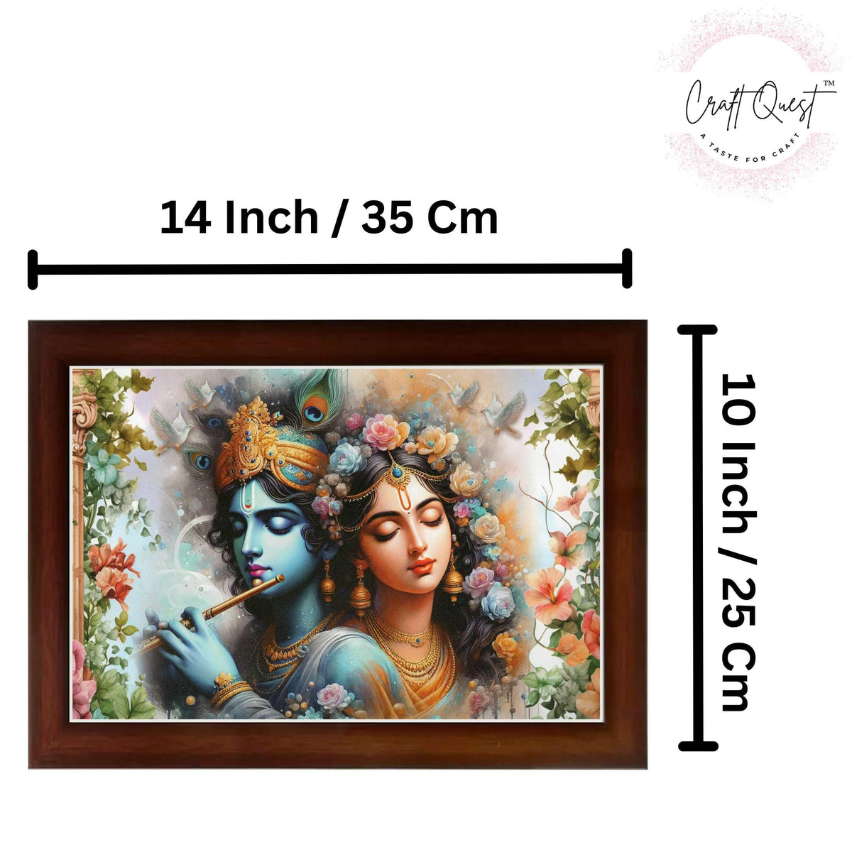 CRAFT QUEST Radha Krishna Art Photo Framed Painting for Home and Bedroom Wall Decoration of Size 14X10 Inches with Frame And Acrylic Glass RK212