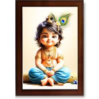 CRAFT QUEST Bal Gopal Painting | Krishna Photo Frames for Walls, Home, Bedroom, Living Room and Home Decor Item