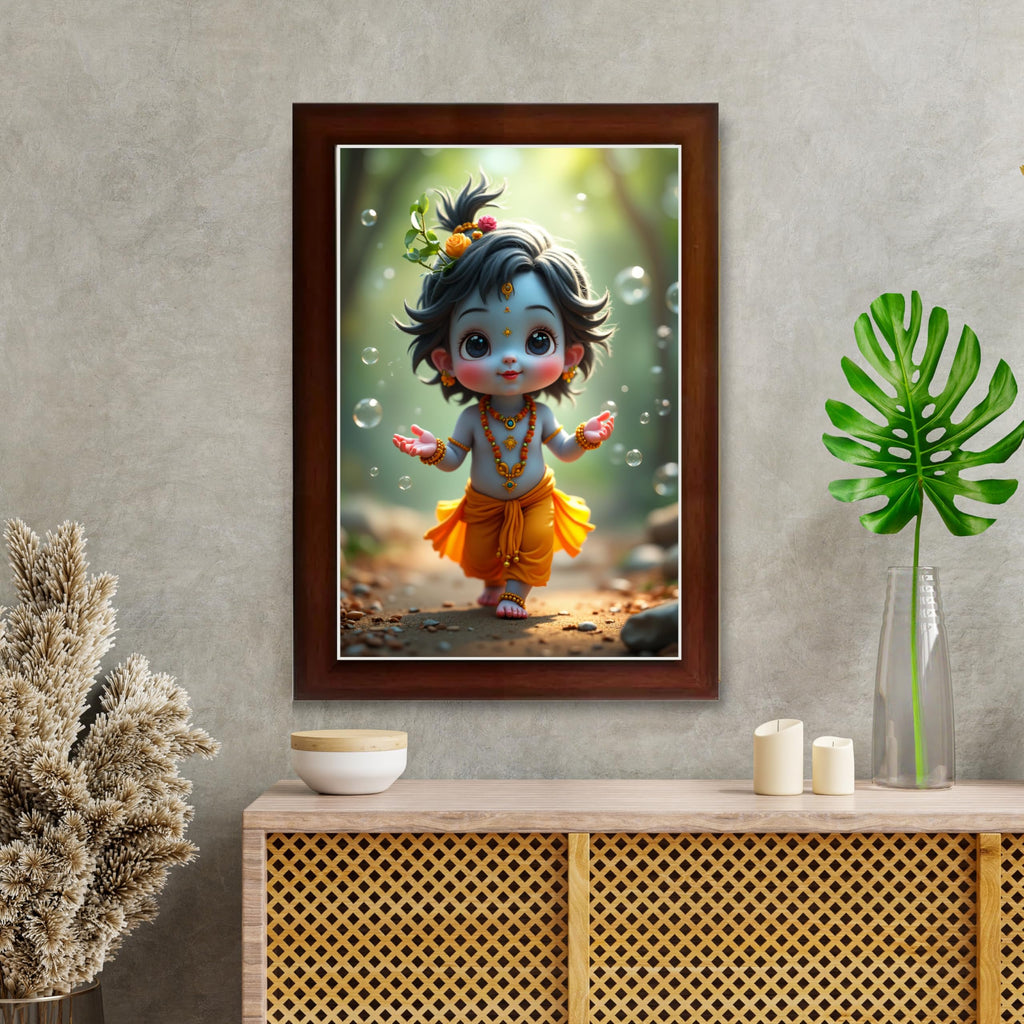 CRAFT QUEST Shri Bal Gopal Painting | Krishna Photo Frames for Walls, Home, Bedroom, Living Room and Home Decor