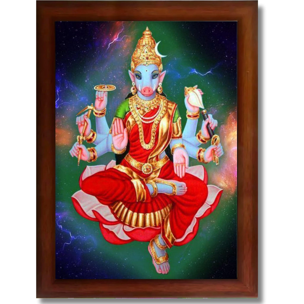 CRAFT QUEST Varahi Amman amma Photo Varahi Wall Painting Photo Frame With Acrylic Glass| South Devi Frame for Home, Office, Temple & Gifting