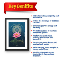 CRAFT QUEST White lotus painting for wall vastu with Shree Yantra and tortoise – Vastu Energy Poster for Prosperity, Money Flow & Stability Photo Frame for Home, Office