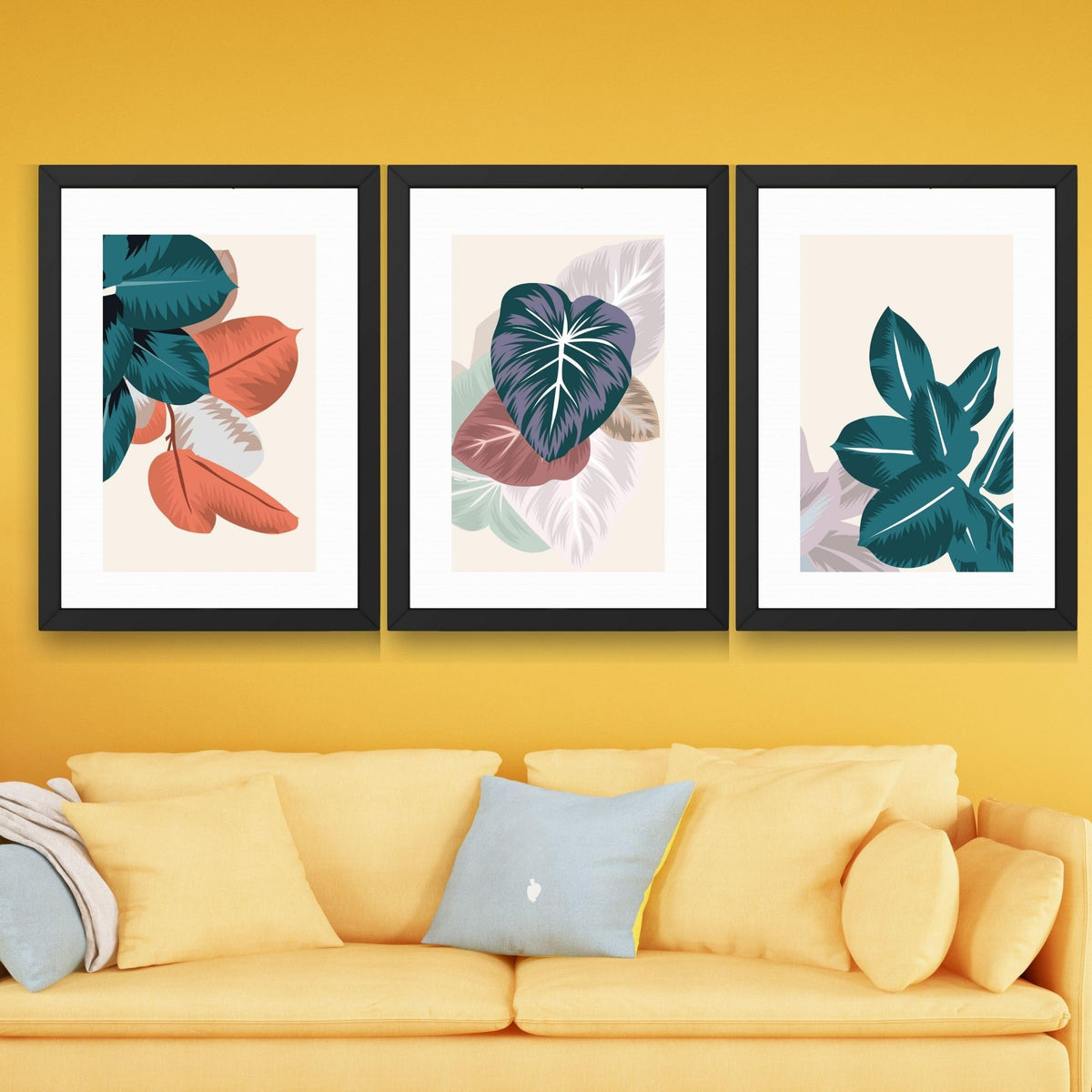 CRAFT QUEST Wall Art Decor Paintings | Set of 3 FLORAL Wall Art Frames for Home Decoration | Ideal for Living Room, Bedroom & Offices