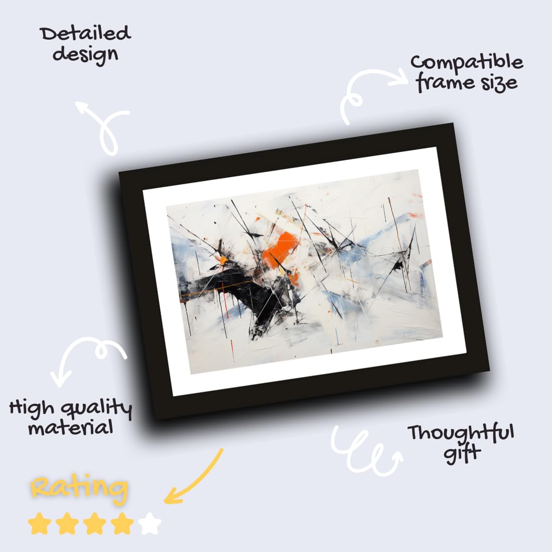 CRAFT QUEST Abstract Digital Mosaics Modern Art Painting Poster Frame for Home & Office Wall Decoration - Portrait, Wall Display (Black, 14x10 Inch Frame with Art Print) (Tropical Reverie)