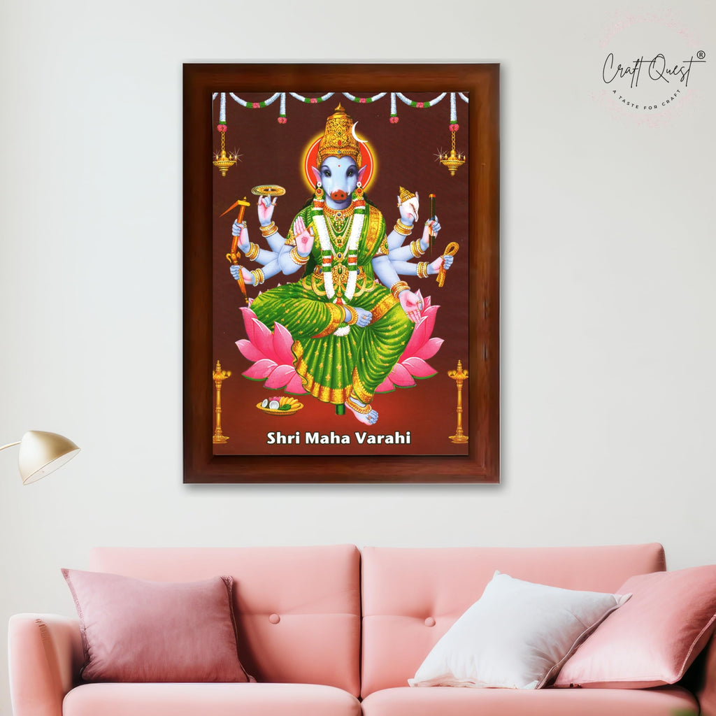CRAFT QUEST Varahi Amman Devi Religious Photo Frame With Acrylic Glass, Religious Frame Painting