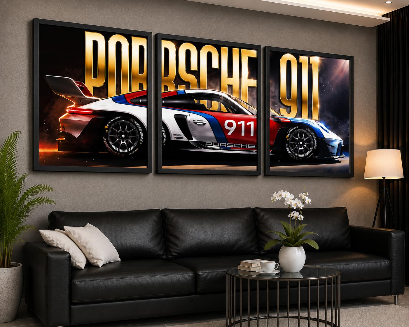 VENUXE ARTS Set Of 3 Big Sports Cars Framed Posters Gift Items for Boys Room Wall Decoration Bedroom Living Room Office Studio Décor | Car Poster Frame for Wall Décor