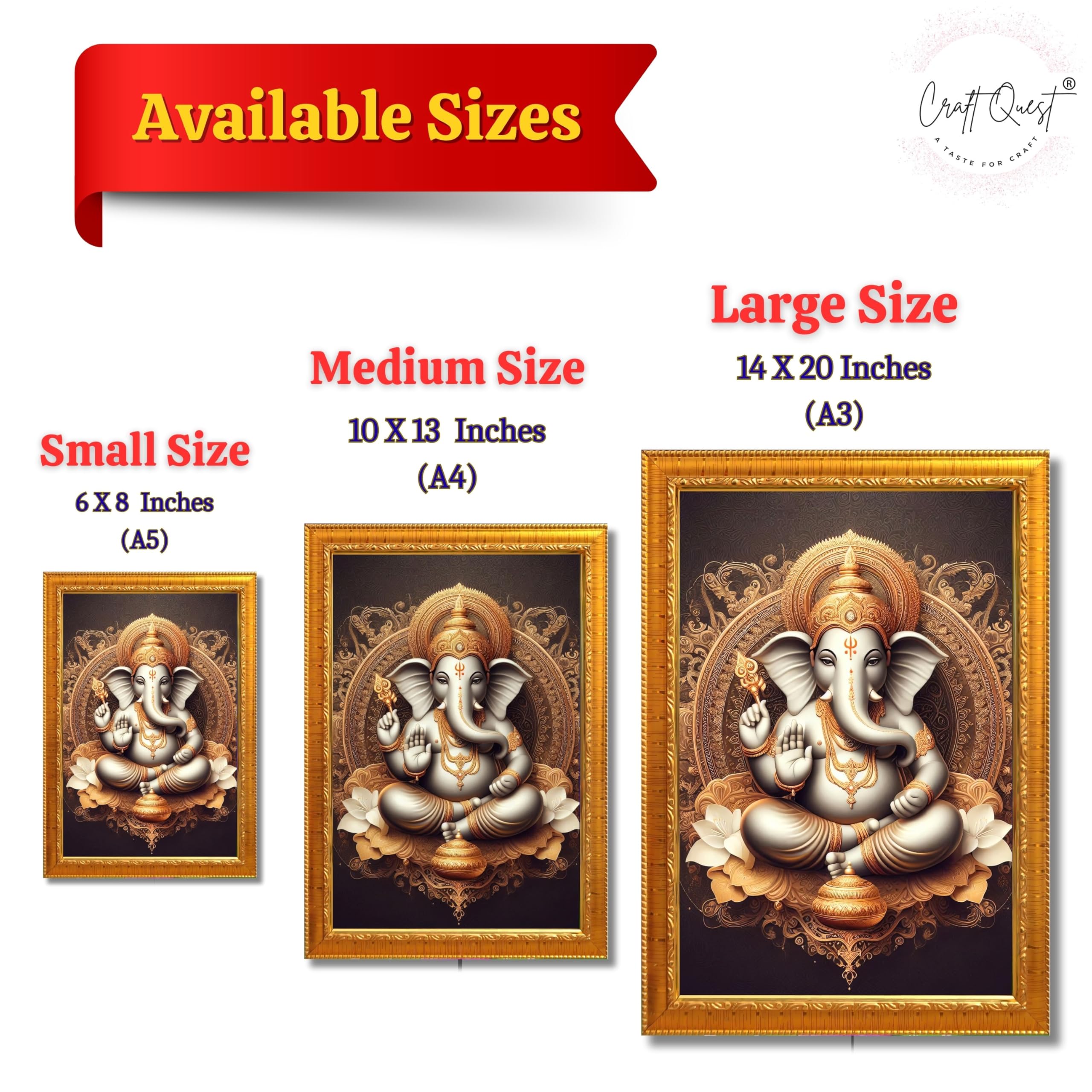 CRAFT QUEST Ganesh Ganesha Ganesh God Frame for Pooja Room & Wall Decor