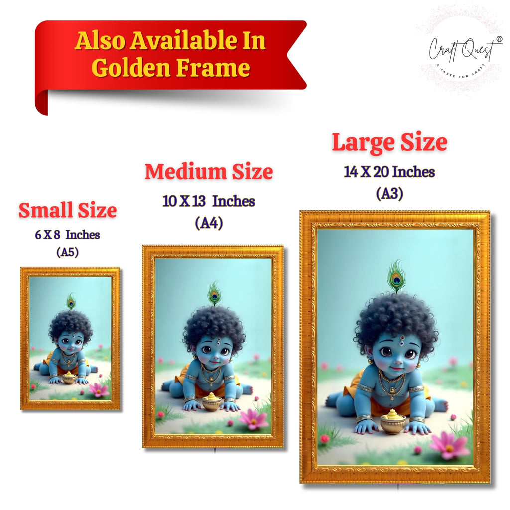 CRAFT QUEST Bal Gopal Painting | Krishna Photo Frames for Walls, Home, Bedroom, Living Room and Home Decor