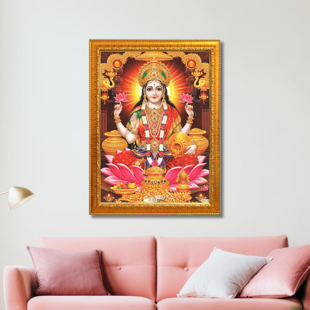 CRAFT QUEST Goddess Lakshmi Devi Dhana Vaibhav Laxmi Maa Wall Painting Frame Home Decor