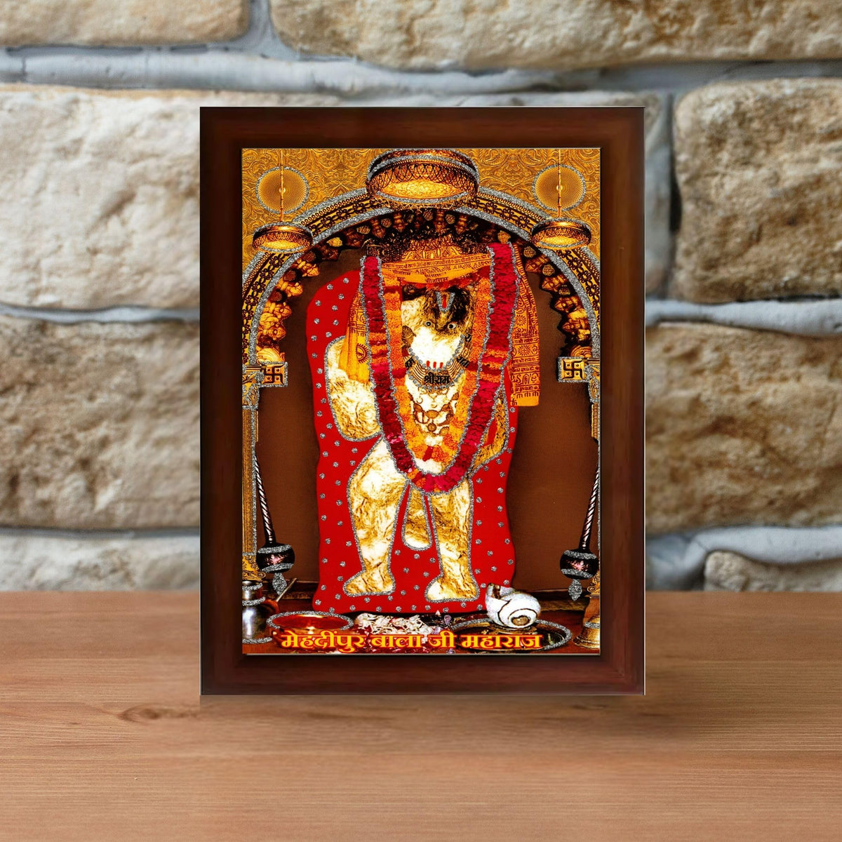 CRAFT QUEST Mehndipur balaji Hanuman | Bajrangbali Religious Photo with frame for Home Decorative Item
