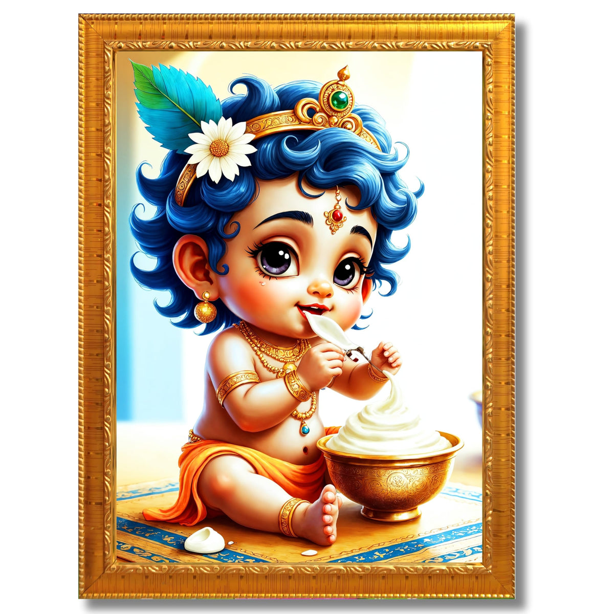 CRAFT QUEST Bal Gopal Painting Kanha Ji Poster | Walls Home Bedroom Living Room Decoration Gift.