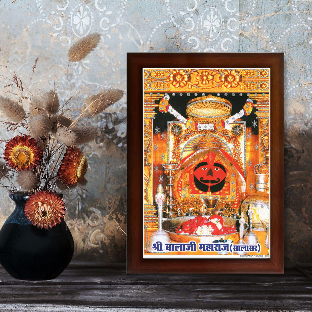 CRAFT QUEST Salasar balaji Hanuman | Bajrangbali Religious Photo with frame for Home Decorative Item Synthetic Wood