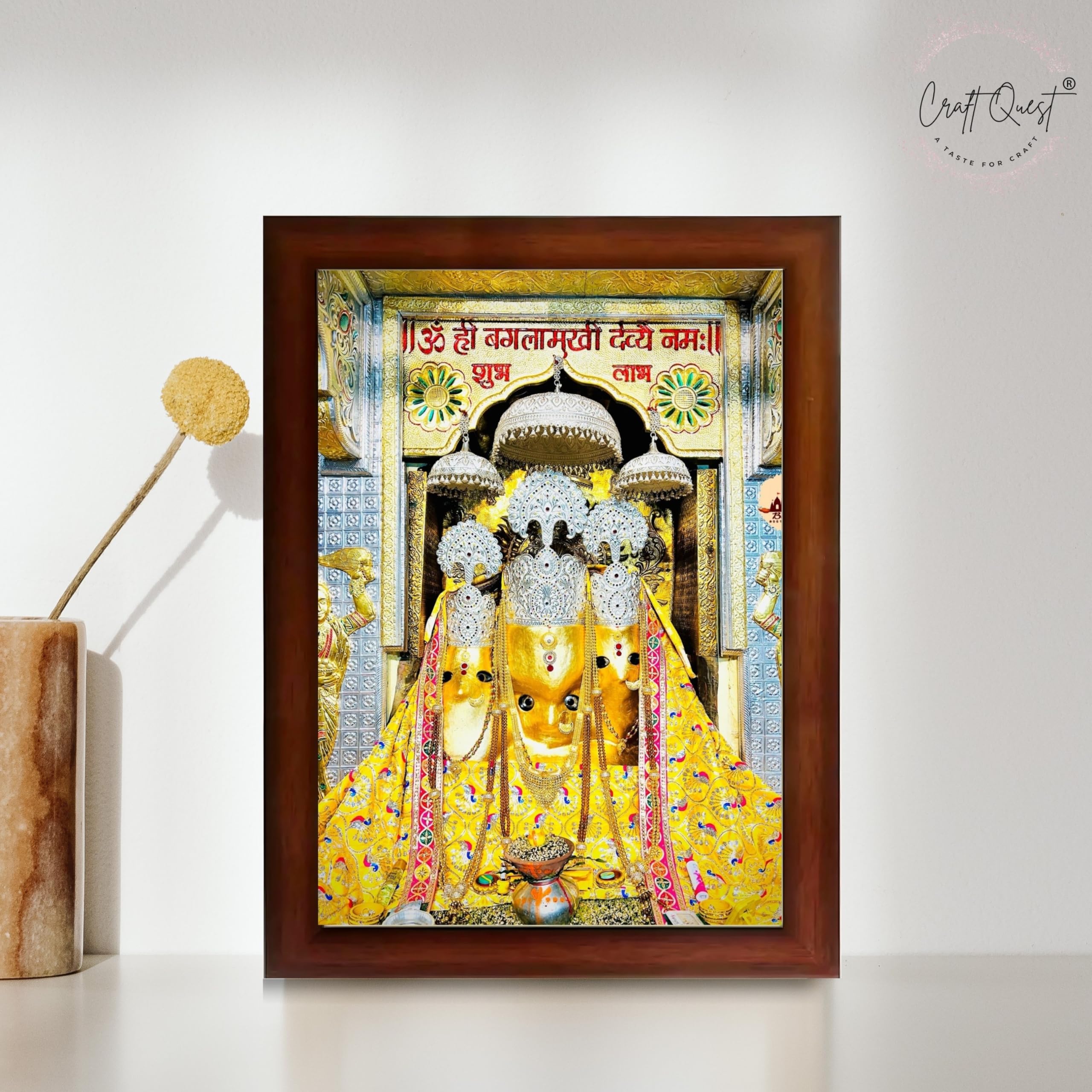 CRAFT QUEST Baglamuklhi maa/mata wodden Religious Photo Frame for Home, Office