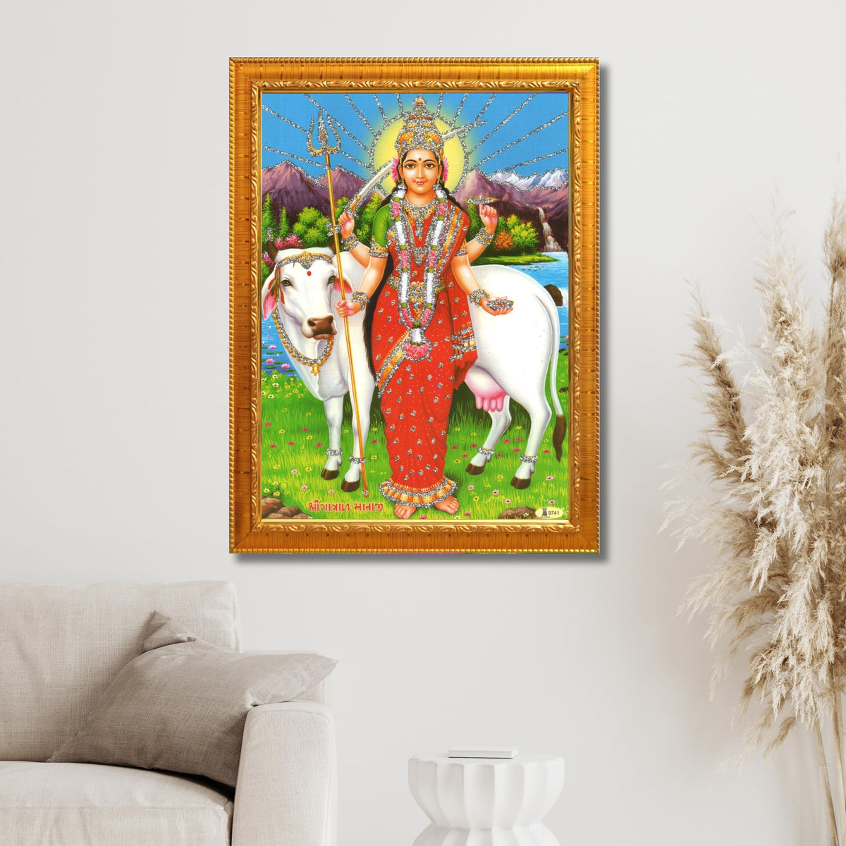 CRAFT QUEST Gatrad Devi Maa Mata Ji Mataji Wall Painting For Home Decor wooden framed