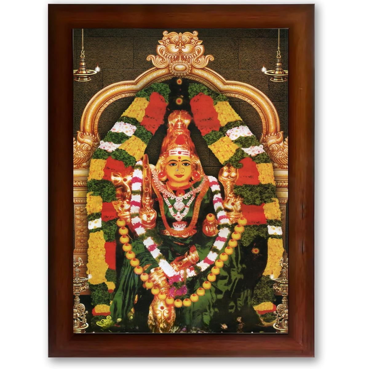 CRAFT QUEST Vijayawada Kanaka Durga Devi Durgamma Wall Photo Framed | South God Frame for Home, Office, Temple & Gifting