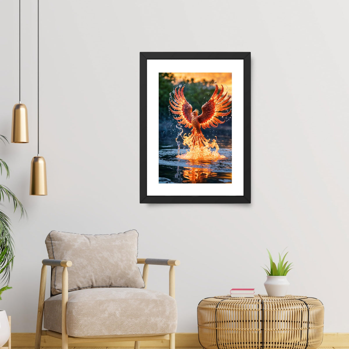 CRAFT QUEST Phoenix Bird Painting – Rising Phoenix Vastu Wall Art – Wall Decoration – Positive Energy Painting for Success, Growth & Spiritual Inspiration