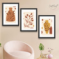 CRAFT QUEST Wall Art Decor Paintings | Set of 3 BOHO Wall Art Frames for Home Decoratio | Ideal for Living Room, Office & Bedrooms