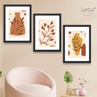 CRAFT QUEST Wall Art Decor Paintings | Set of 3 BOHO Wall Art Frames for Home Decoratio | Ideal for Living Room, Office & Bedrooms