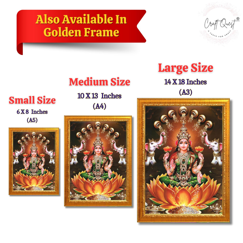CRAFT QUEST Goddess Lakshmi Mata Wall Painting Photo Framed | Acrylic Glass, Lightweight & Waterproof | Ideal for Home, Office, Temple & Puja Room, Wall Decor