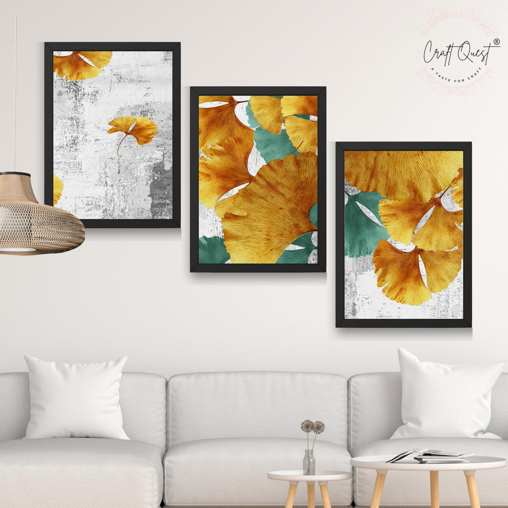 CRAFT QUEST Modern Art Rich Texture Abstract Wall Art | Set of 3 Frames for Home Decoration | Ideal for Living Room, Bedroom & Offices