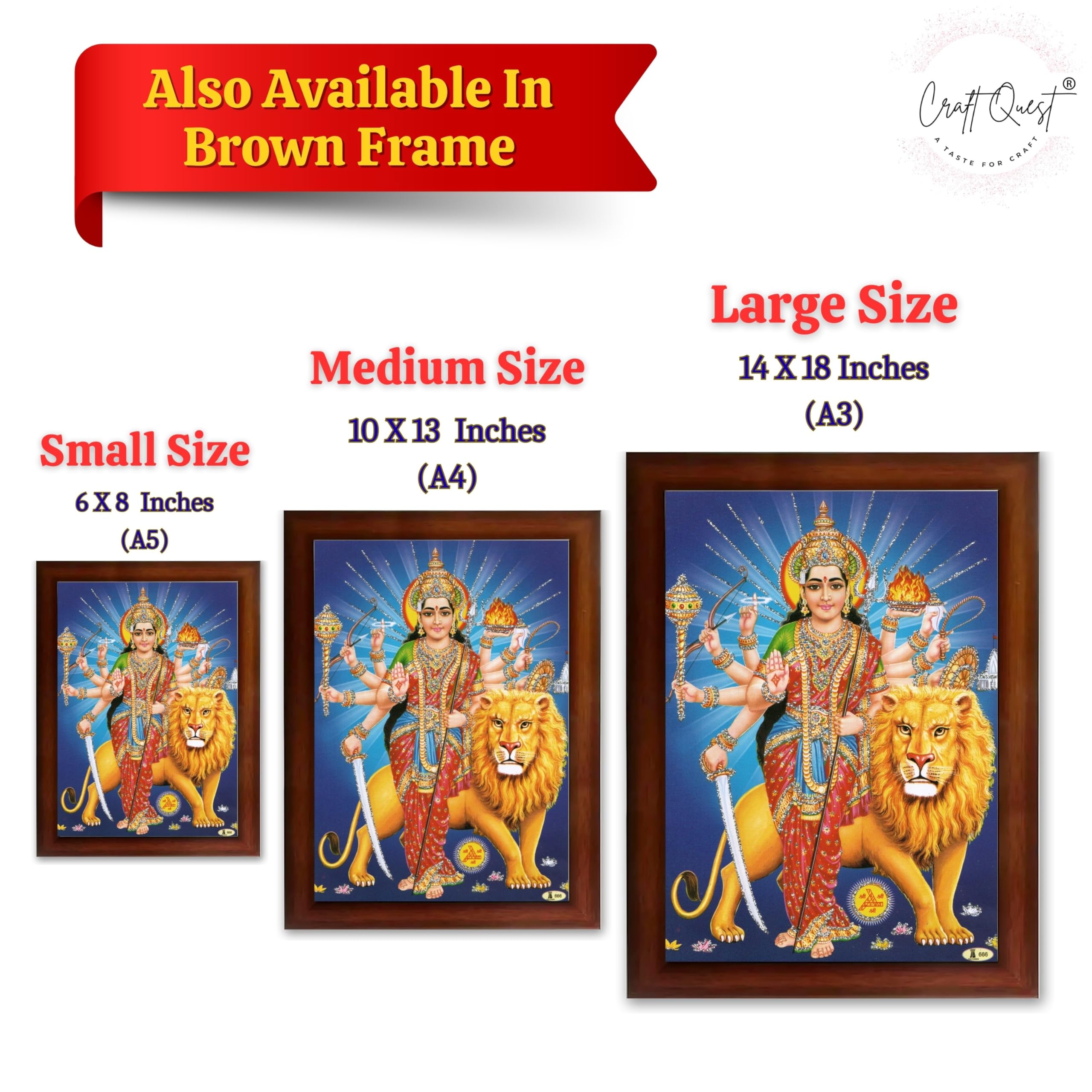 CRAFT QUEST Durga Maa MataJi Goddess Navdurga Wall Painting Framed Home and Pooja Décor
