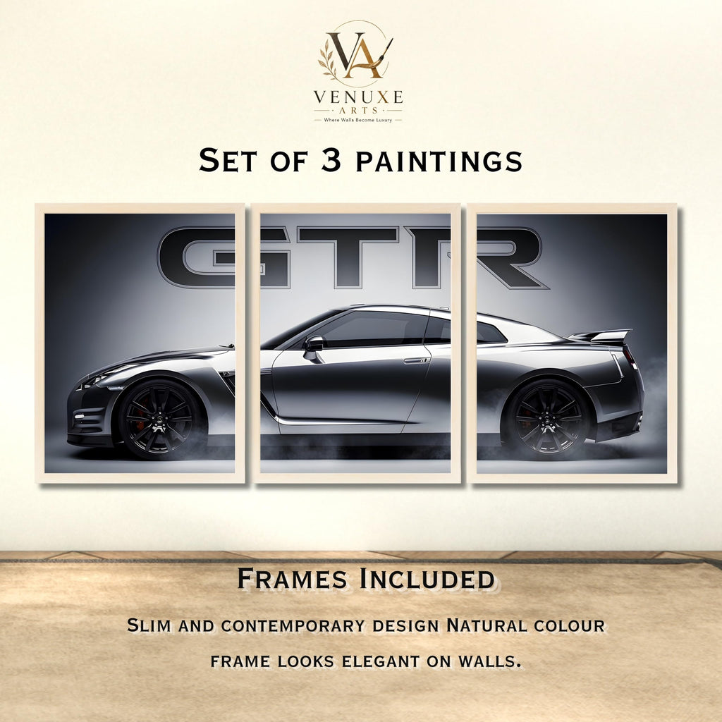 VENUXE ARTS Set Of 3 Big Sports Cars Framed Posters Gift Items for Boys Room Wall Decoration Bedroom, Living Room, Office, Studio Décor | Car Poster Frame for Wall Décor