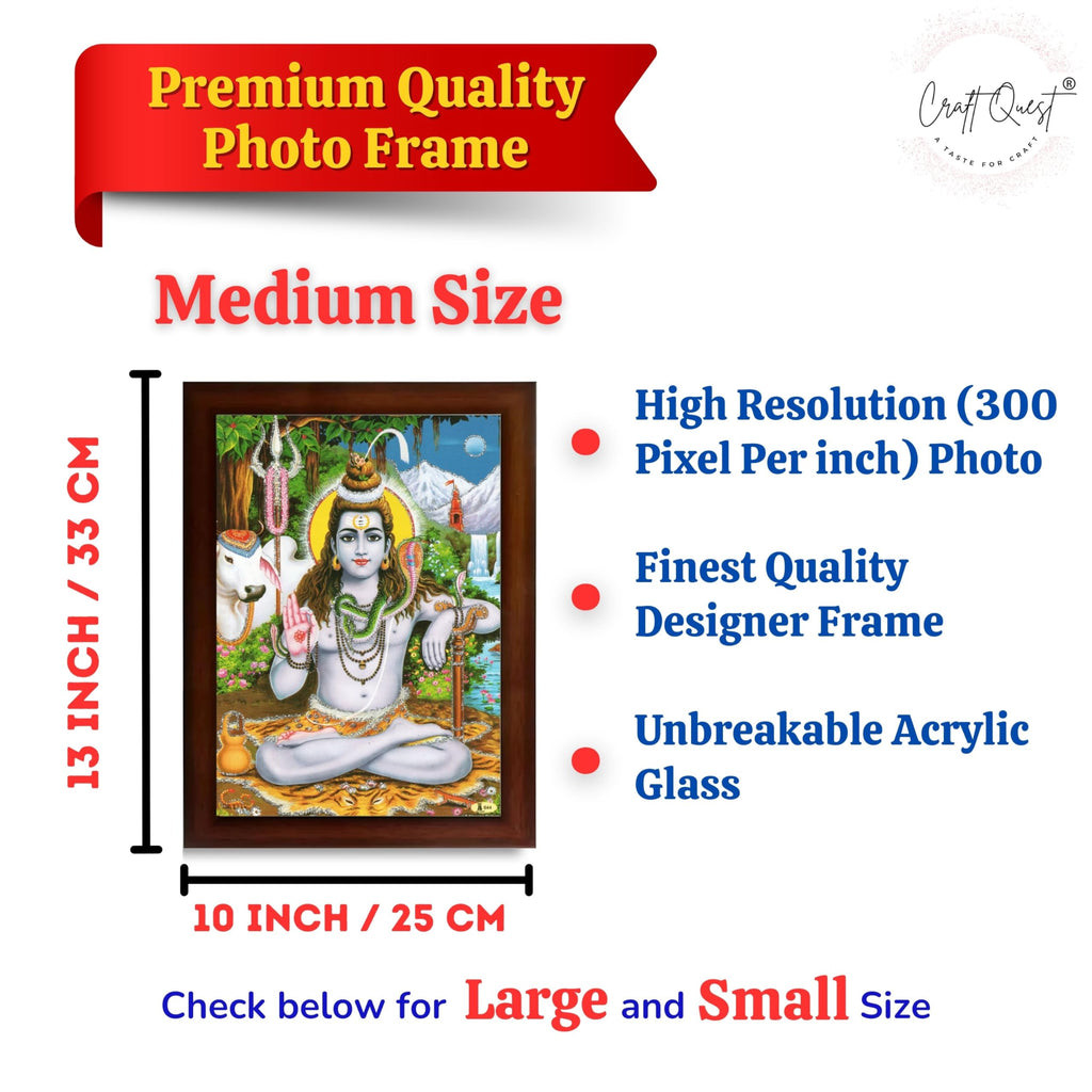 CRAFT QUEST Lord Shiva Wall Painting | Premium Framed Hindu God Wall Art | Spiritual Mahadev Poster for Living Room, Bedroom, Office, Meditation & Temple Décor |