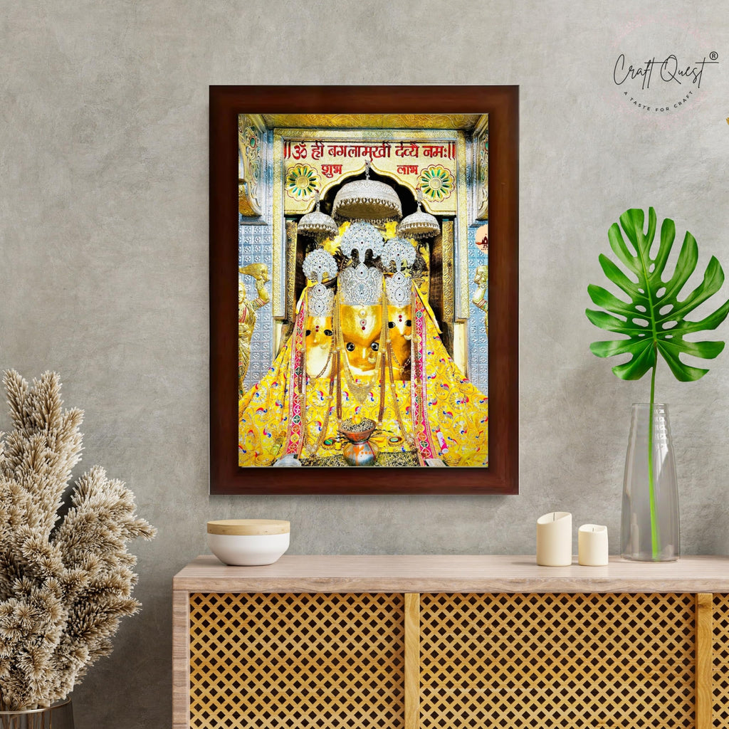 CRAFT QUEST Baglamuklhi maa/mata wodden Religious Photo Frame for Home, Office
