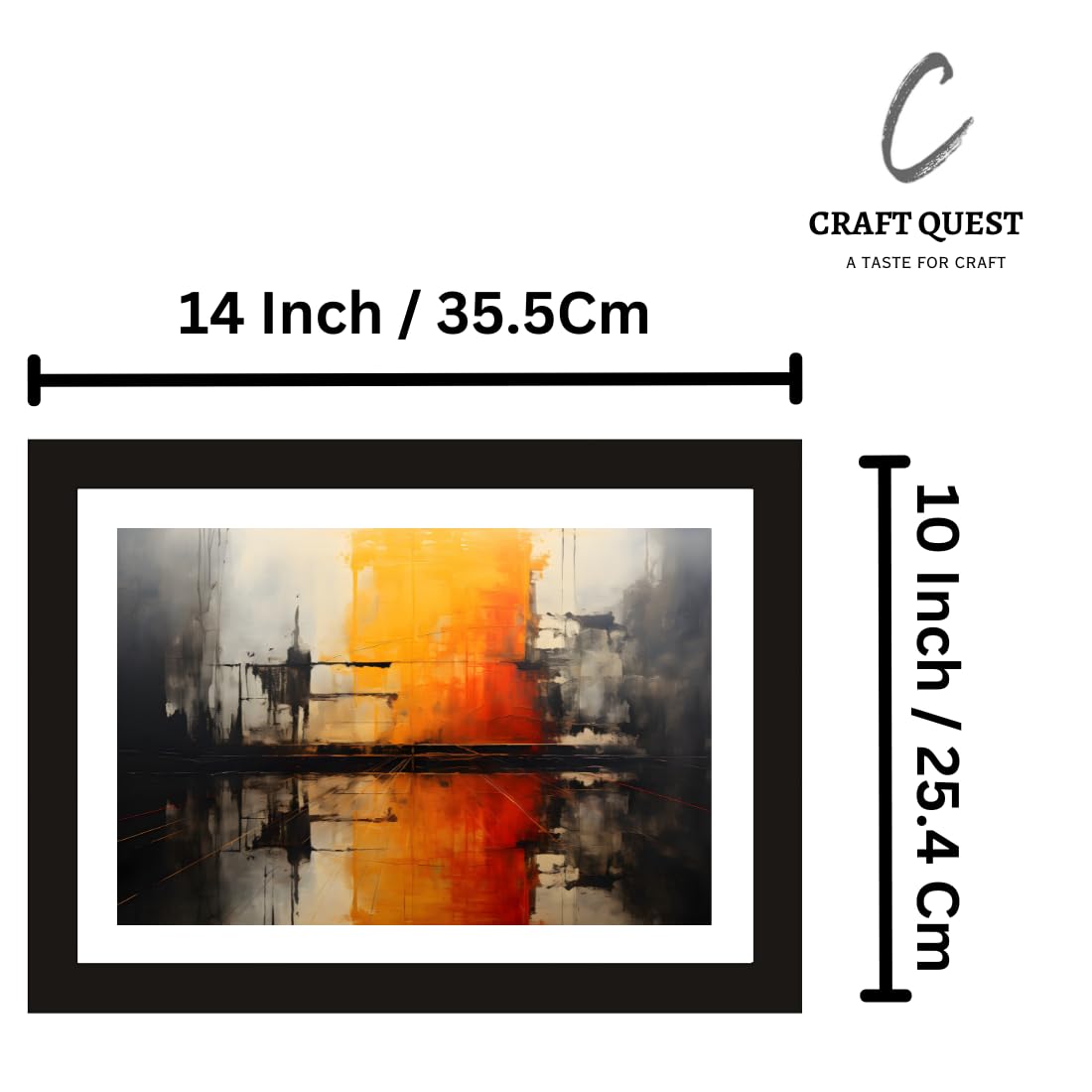 CRAFT QUEST Abstract Modern Art Painting Poster Frame for Home & Office Wall Decoration - Portrait, Wall Display (Black, 14x10 Inch Frame with Art Print) (Tropical Reverie)