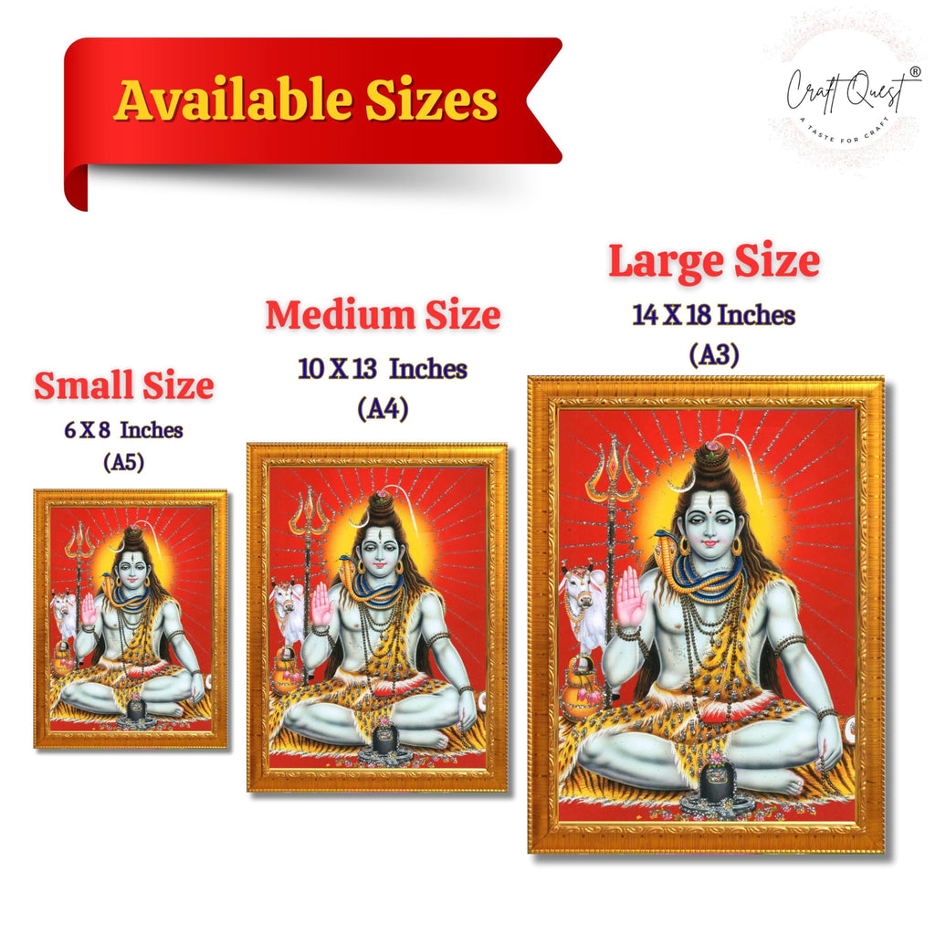 CRAFT QUEST God Shiv Shiva Wall Painting | Premium Framed Hindu God Wall Art | Spiritual Mahadev Poster for Living Room, Bedroom, Office, Meditation & Temple Décor |