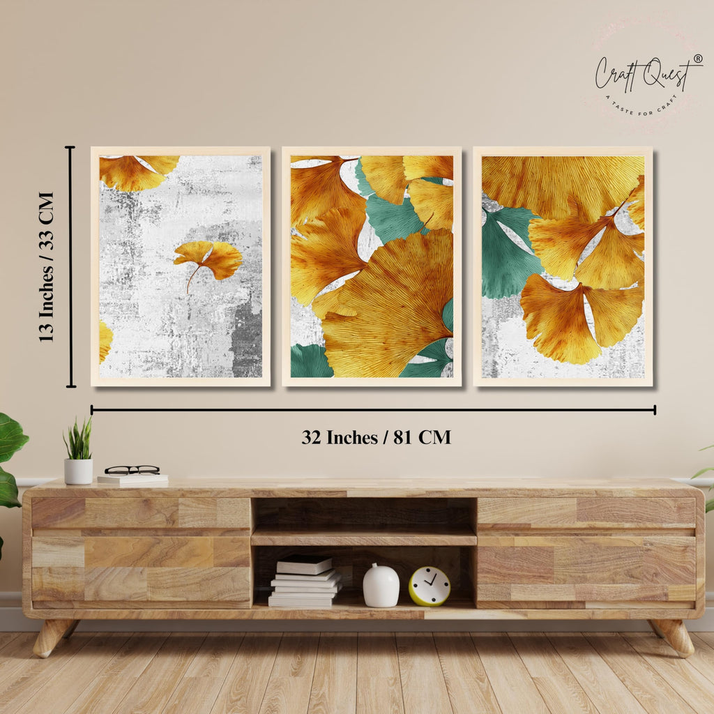 CRAFT QUEST Modern Art Rich Texture Abstract Wall Art | Set of 3 Frames for Home Decoration | Ideal for Living Room, Bedroom & Offices