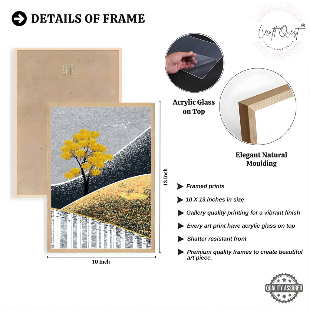CRAFT QUEST Modern Abstract Landscape Art | Set of 3 Frames for Home Decoration | Ideal for Living Room, Bedroom & Offices