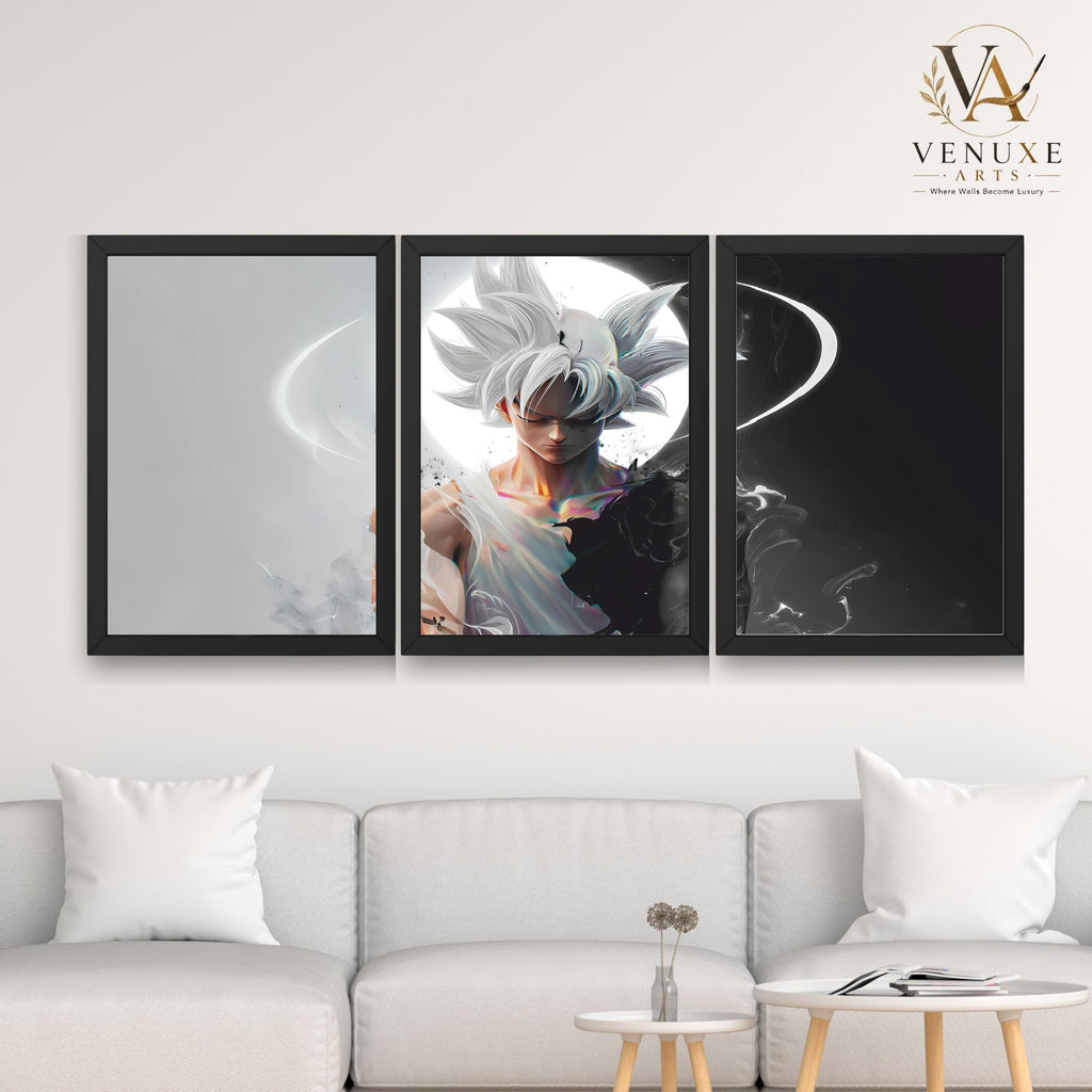 VENUXE ARTS Set Of 3 Anime Characters Wall Framed |Anime Characters Framed Poster for Living Room Bedroom Gaming Room Studio Wall Decor