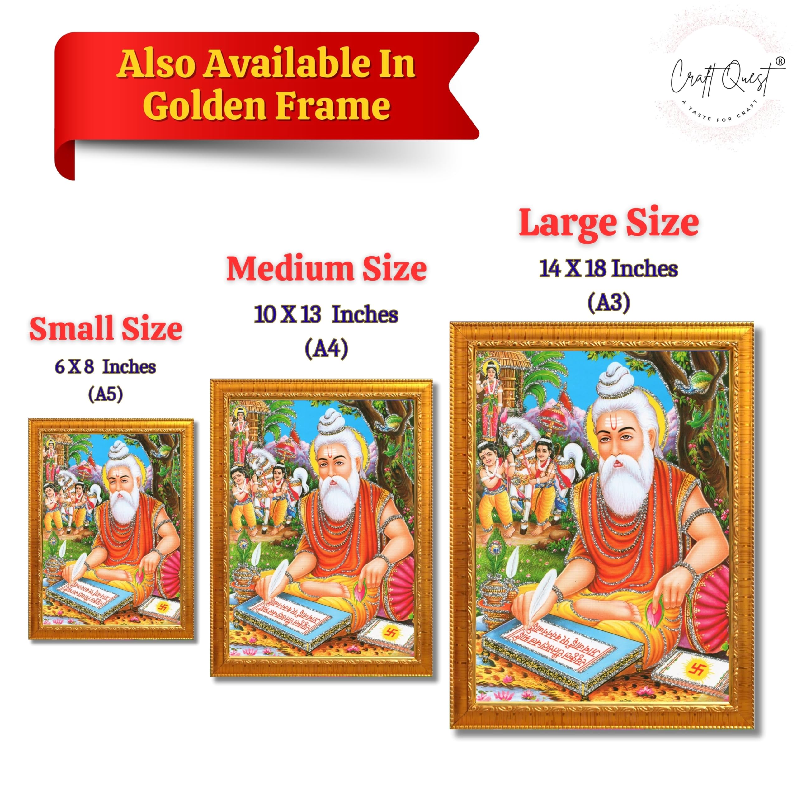 CRAFT QUEST Maharishi Valmiki Photo frame | Acrylic, Lightweight | Hindu God Spiritual Framed | Ideal for Home, Office, Temple & Puja Room, Wall Decor