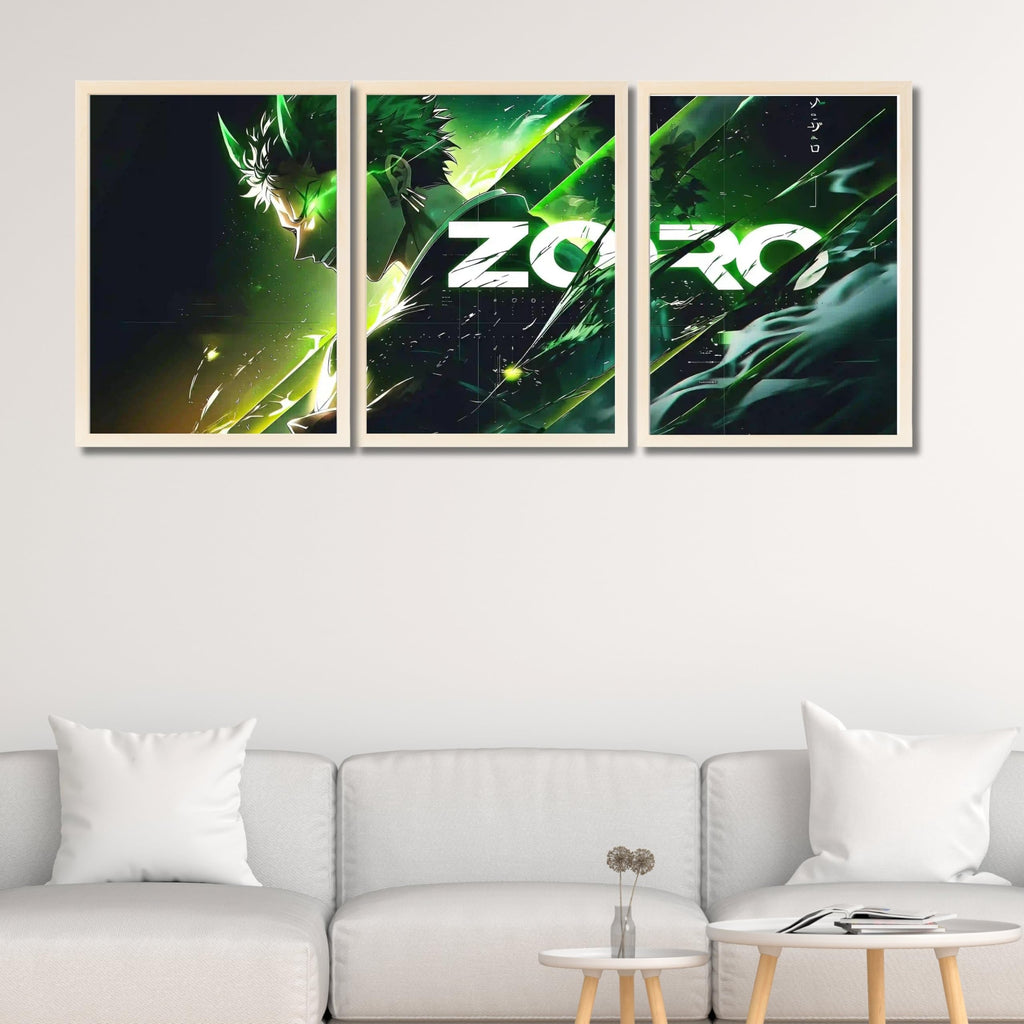VENUXE ARTS Set Of 3 Anime Characters Wall Framed |Anime Characters Framed Poster for Living Room Bedroom Gaming Room Studio Wall Decor