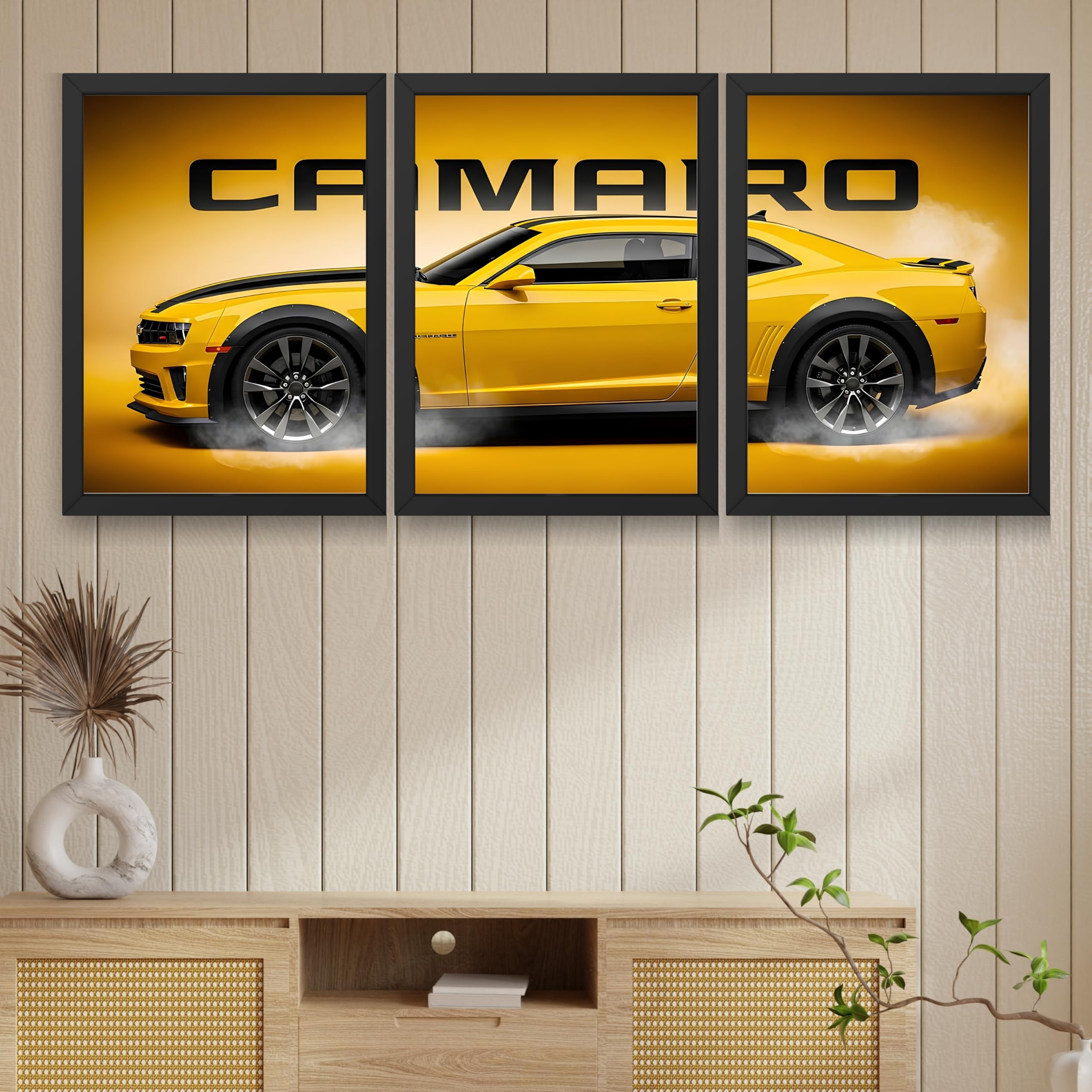 VENUXE ARTS Set Of 3 Big Sports Cars Framed Posters Gift Items for Boys Room Wall Decoration Bedroom, Living Room, Office, Studio Décor | Car Poster Frame for Wall Décor
