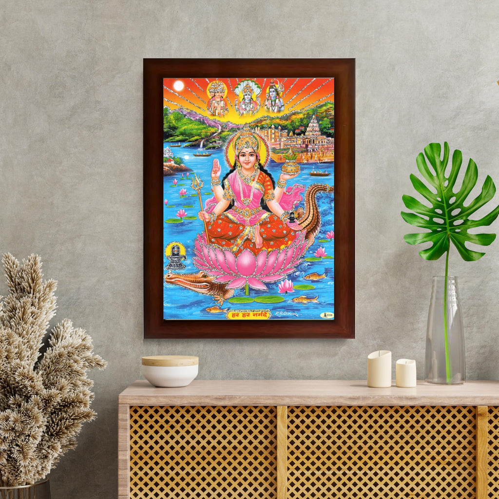 CRAFT QUEST Mata Narmada Maa Narmada Photo frame | Acrylic, Lightweight | Hindu God Spiritual Framed | Ideal for Home, Office, Temple & Puja Room, Wall Decor
