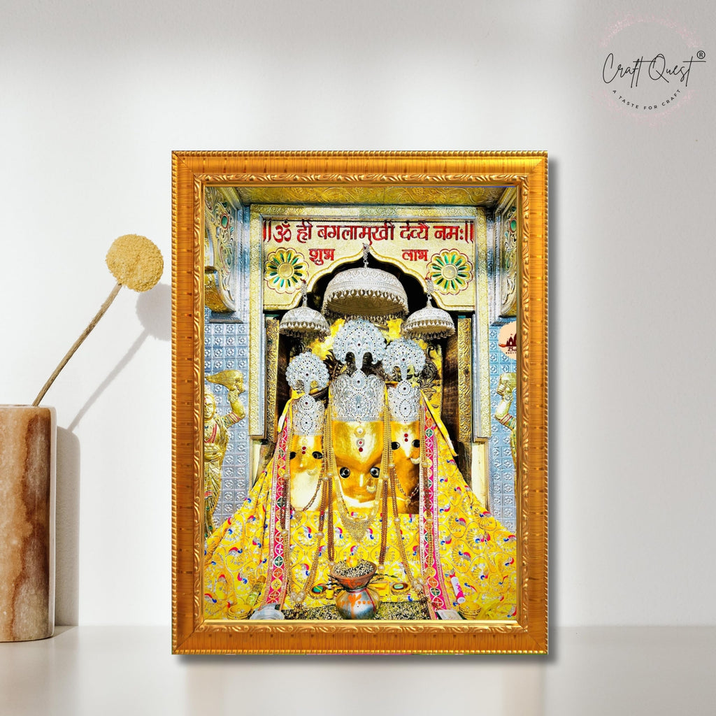 CRAFT QUEST Baglamuklhi maa/mata wodden Religious Photo Frame for Home, Office