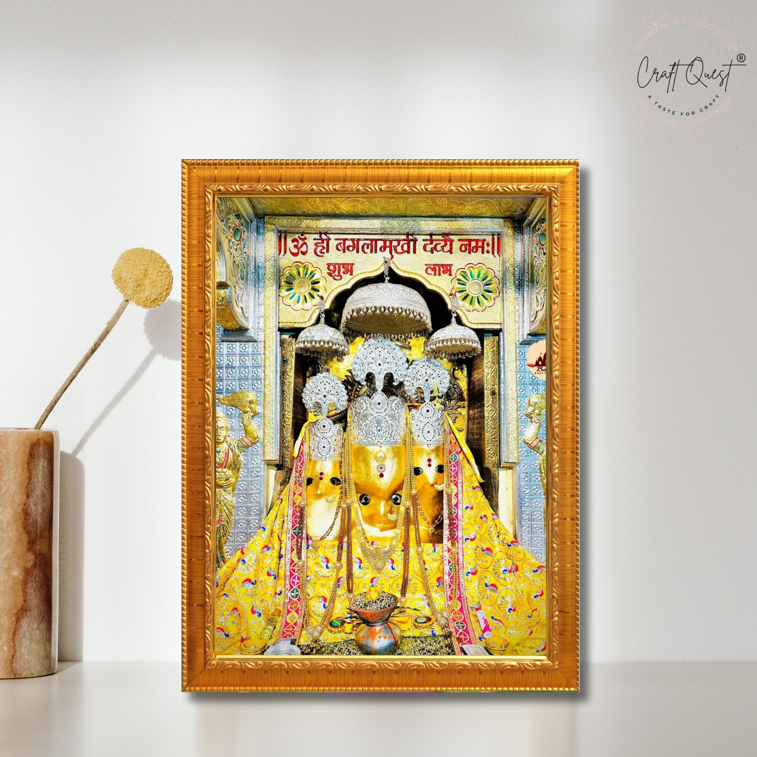 CRAFT QUEST Baglamuklhi maa/mata wodden Religious Photo Frame for Home, Office