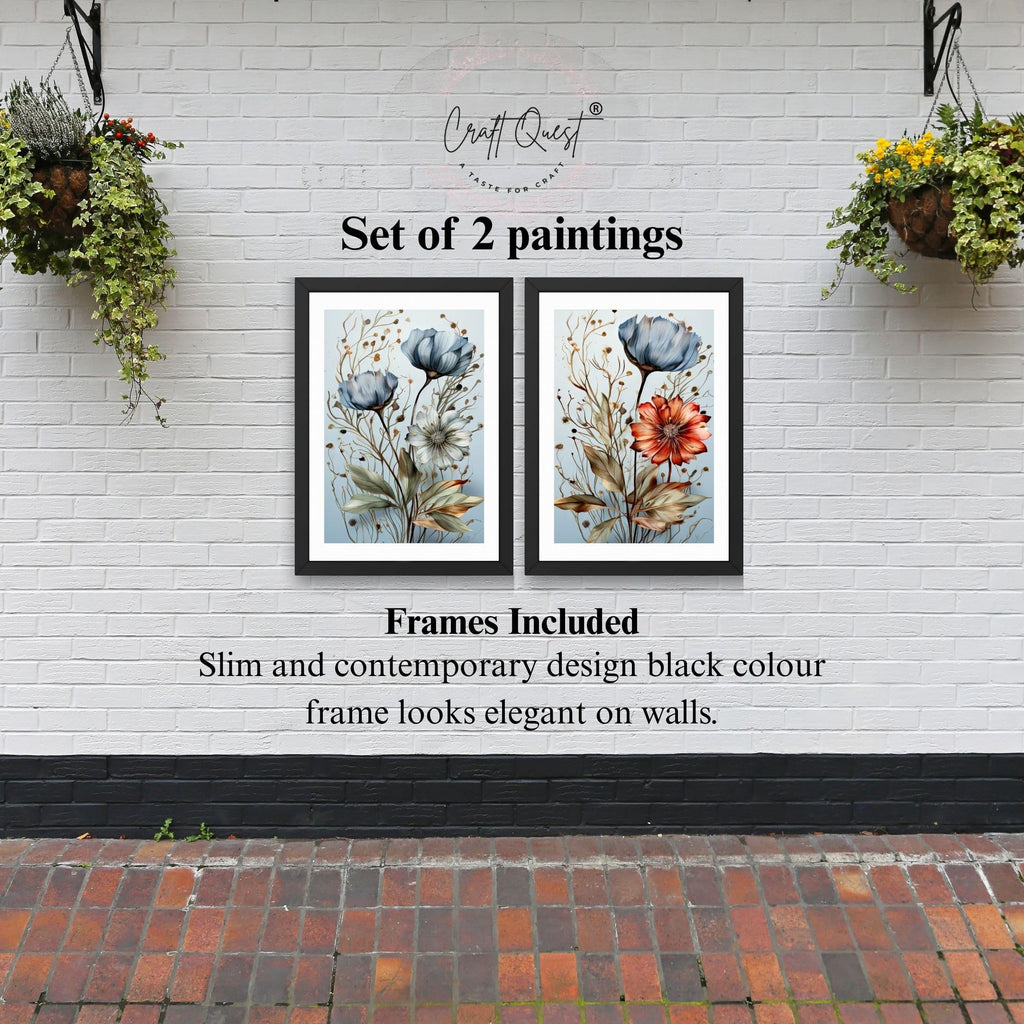 CRAFT QUEST 2 Piece Set of Wall Art poster Frame Painting for Wall Decoration With Acrylic Glass, for living room, Home, Restraunt, Office