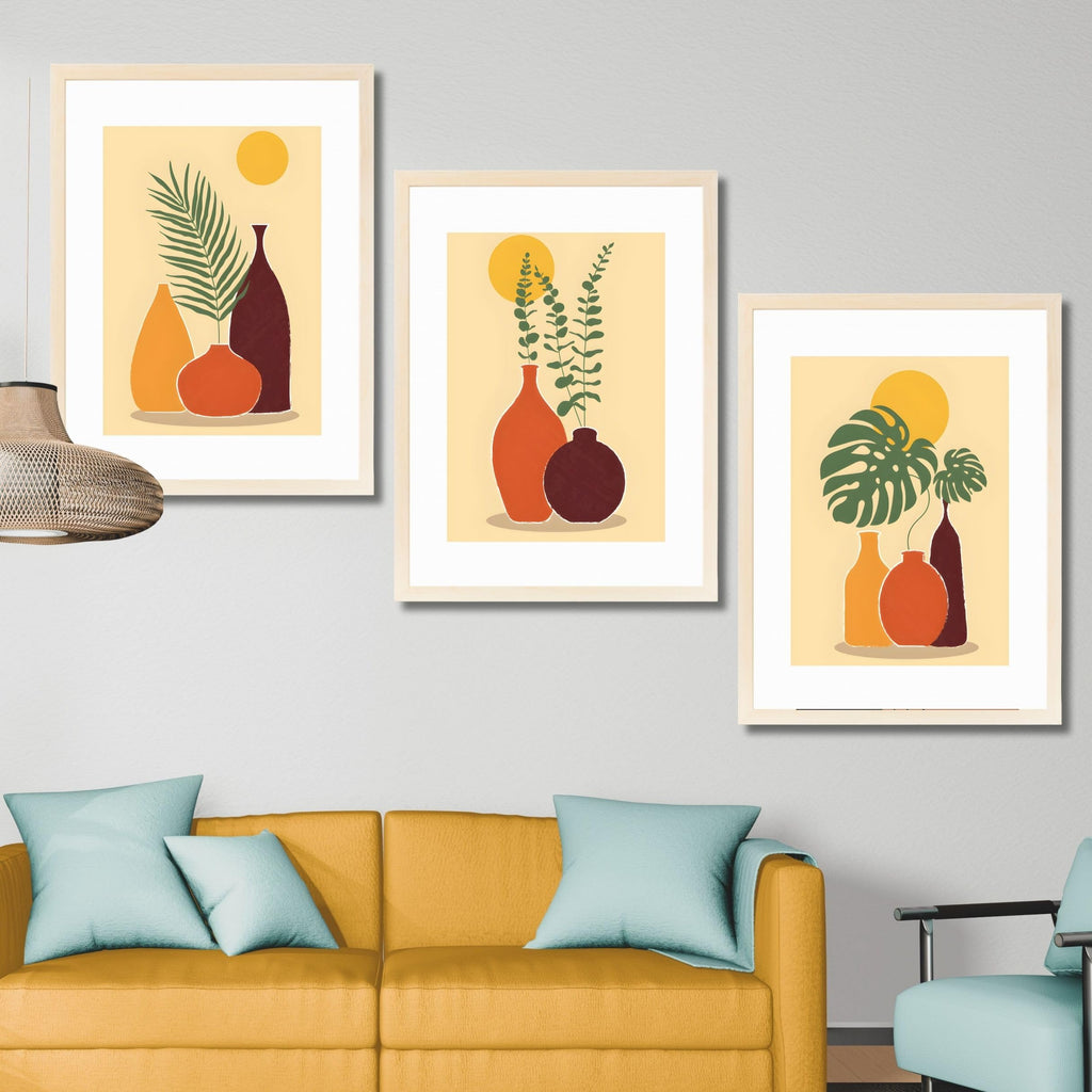 CRAFT QUEST Wall Art Decor Paintings | Set of 3 FLORAL Wall Art Frames for Home Decoration | Ideal for Living Room, Bedroom & Offices